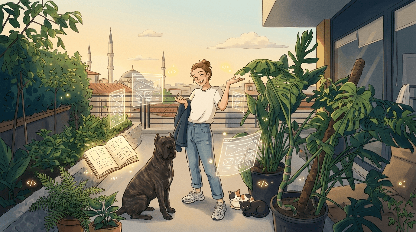Tuğçe'nin çalışma dünyası — el çizimi illüstrasyon